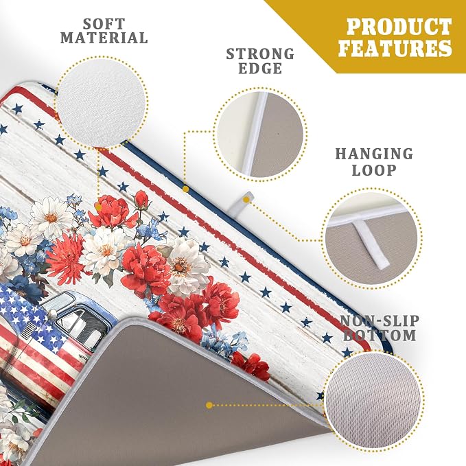 Patriotic Truck Dish Drying Pad 4th of July Drying Mat - Image 4