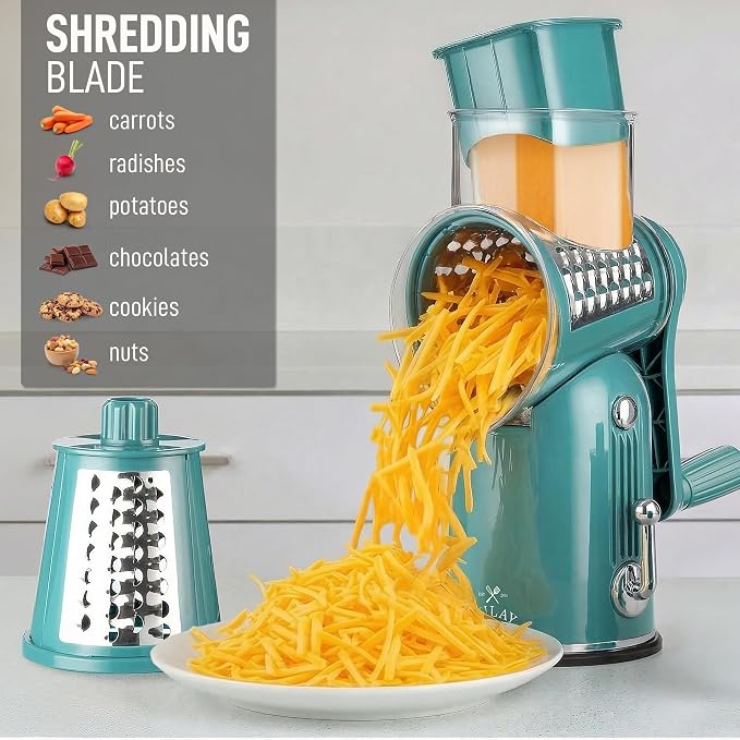 Zulay Kitchen Rotary Cheese Grater 5 Blade Cheese Shredder - Image 3