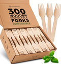 PURPLECLAY Wooden Disposable Forks FSC Certified Wood Compostable Forks by Purpleclay