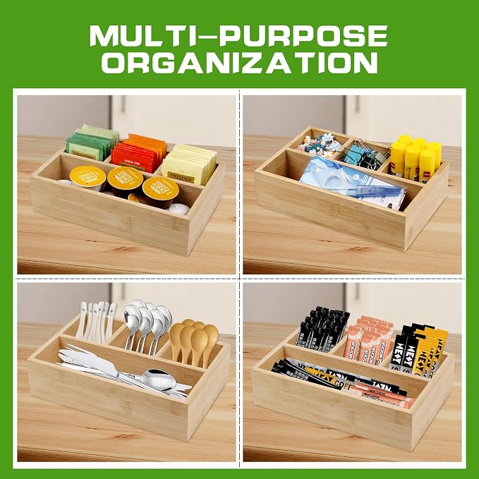 2 Pack Bamboo Tea Bag Organizers, Wood Tea Bag Storage - Image 3