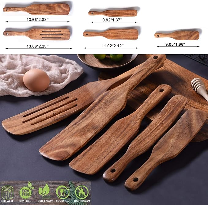 Spurtle Set, Wooden Spurtle Set of 5, Wooden Spoons - Image 3