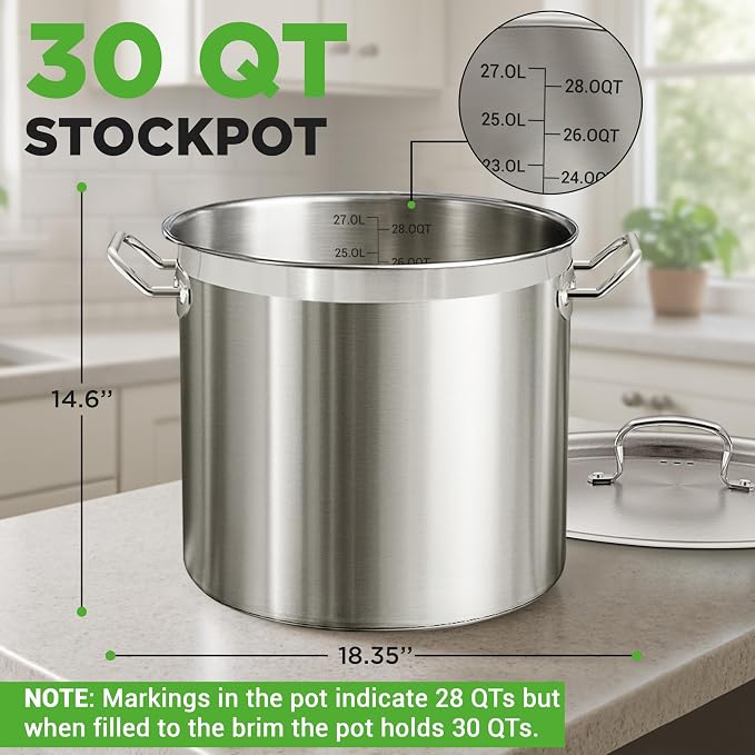 Nutrichef Stainless Steel Cookware Stockpot, 30 Quart Heavy Duty Induction Soup - Image 2