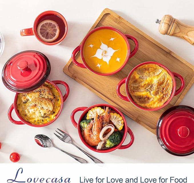 LOVECASA Mini Cocotte Set, 12 OZ Small Casserole Dishes - Image 2