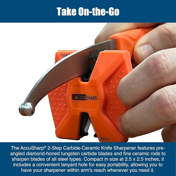 AccuSharp Pull Through Knife Sharpener Keychain, 2-Stage Sharpener - Image 3