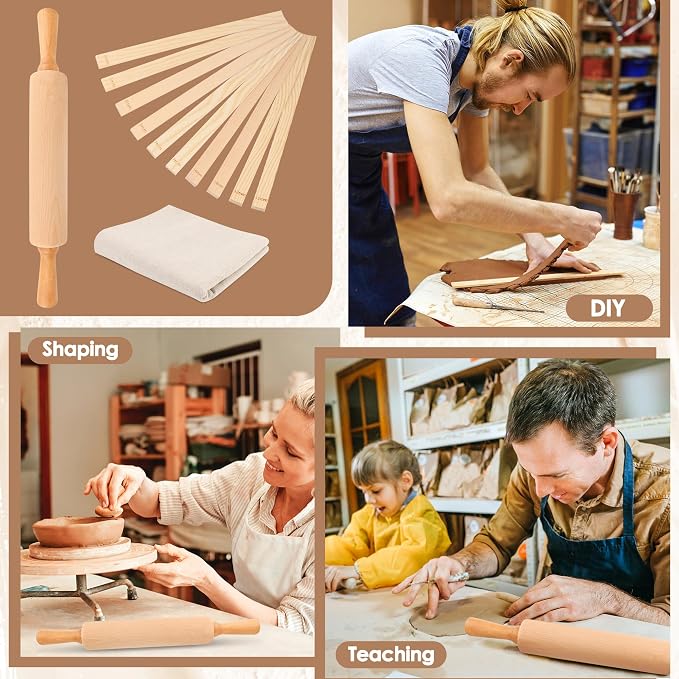 12 Pcs Pottery Tools Set, Include17in Slab Roller - Image 7