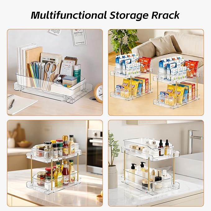 LAREKUN4pack 2-Tier Organizer & Storage Unit Stackable Bathroom Cabinet - Image 7