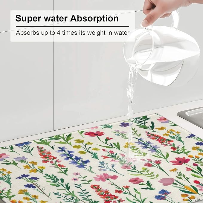 Watercolor Wildflower Dish Drying Mat - Image 5