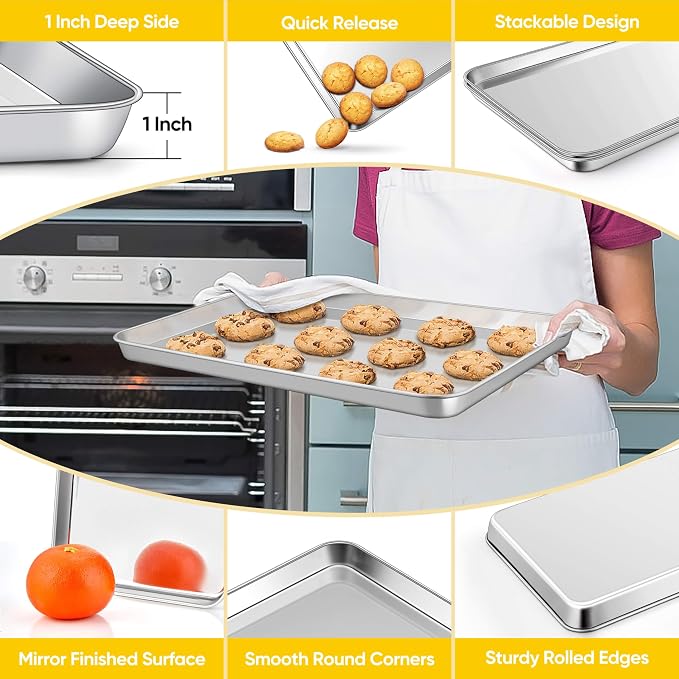 Homikit 2 Pack Baking Sheet, 16x12 Inches Stainless Steel Cookie Sheets - Image 3