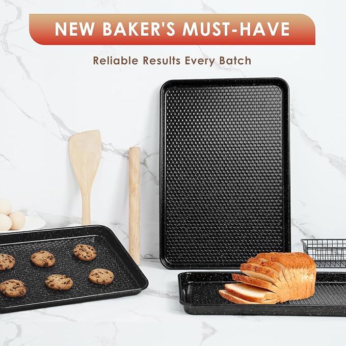 Baking Sheet Pan Set of 3, Nonstick Carbon Steel Cookie Sheets - Image 7