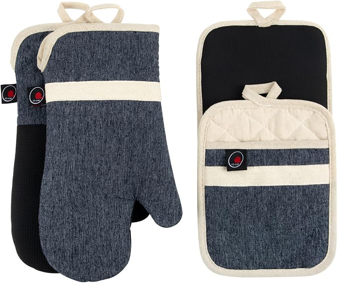Oven Mitts and PotHolders Sets, Non-Slip Neoprene Oven Mitts are Suitable by Firstall