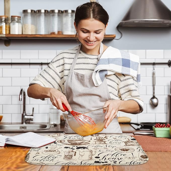 Sanwarm Absorbent Dish Drying Mat, Coffee House Microfiber Pad - Image 6
