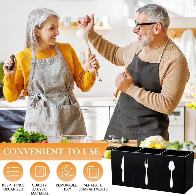 Suzile Acrylic Cutlery Storage Organizer Bin Silverware Caddy Countertop Knife - Image 5