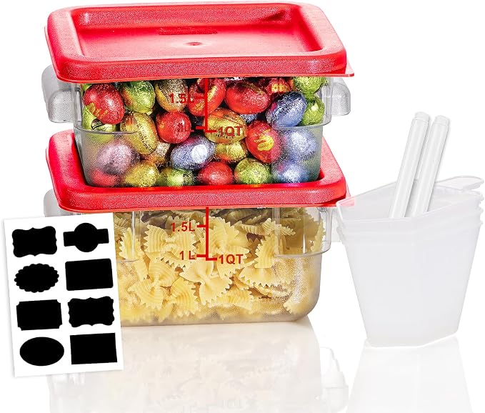 2QT NSF Food Storage Containers: 2 PCS Commercial Clear Square Food Storage by SVKLHY