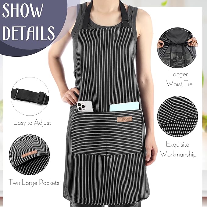 Handepo 12 Pcs Cotton Aprons for Women Men - Image 3
