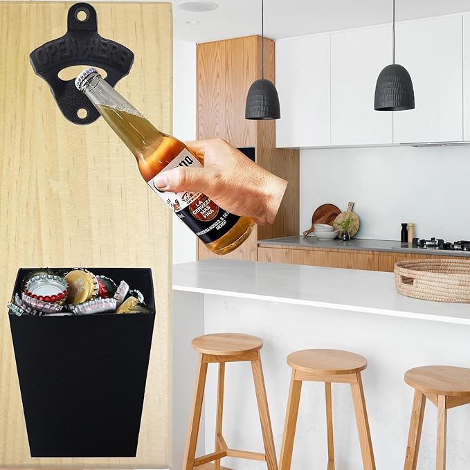 Satin Black Cast Iron Bottle Opener Wall Mounted - Image 4