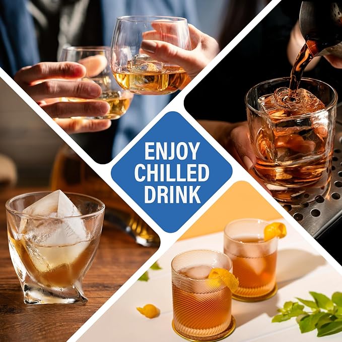 mossime Large Ice Cube Molds: 3pack Square Whiskey Silicone Ice Cube Trays - Image 7