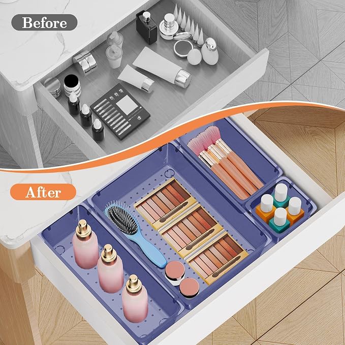 SpaceHacks 25 PCS Plastic Drawer Organizer Set, 4-Size Versatile Organizer - Image 4