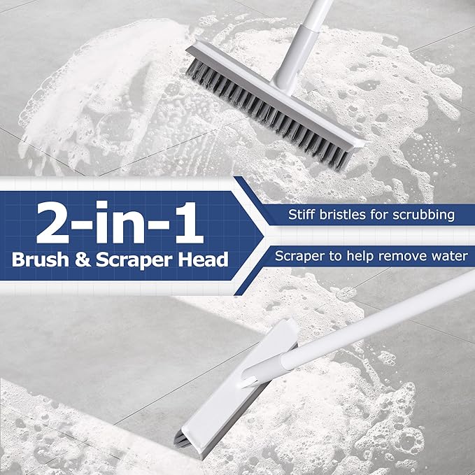 IVYROLL Grout Brush with Long Handle, Floor Cleaning Scrubber with Stiff - Image 2