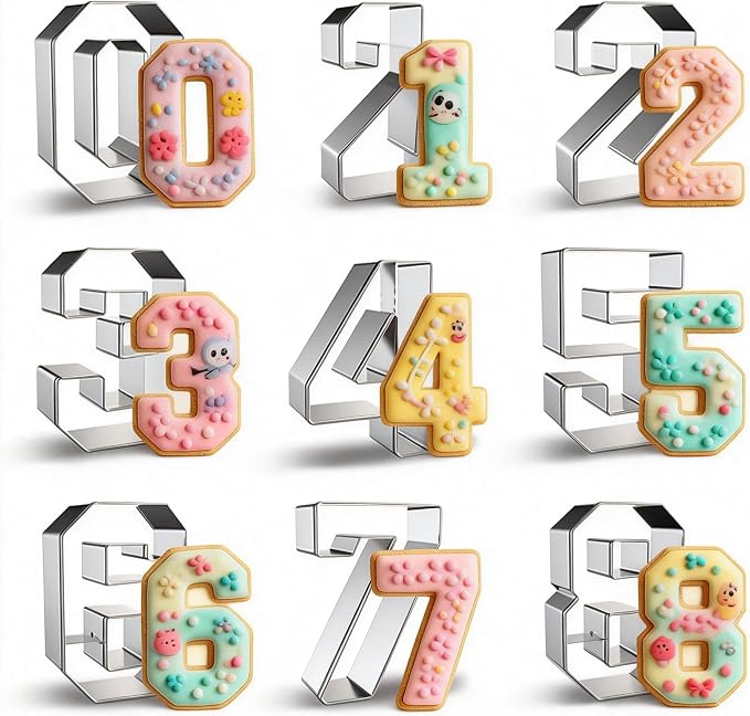 Number Cookie Cutters Set 3 Inch by ZADECookieCutter