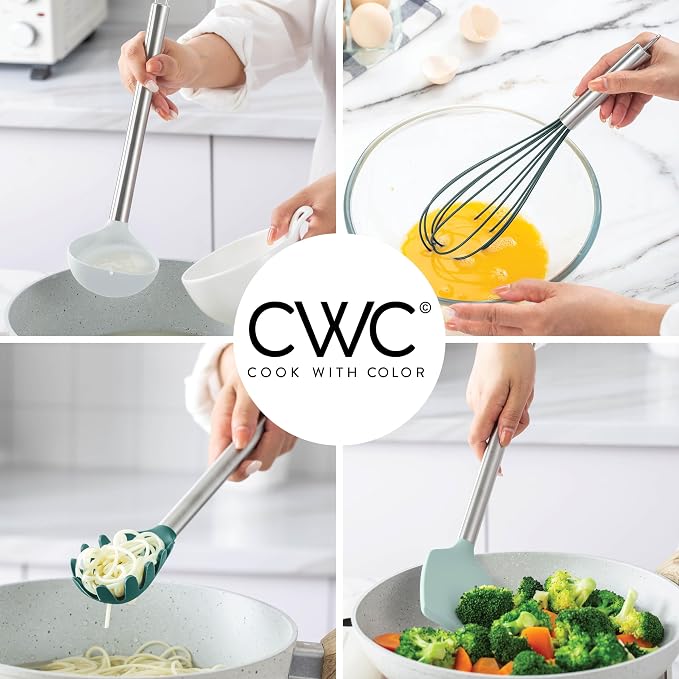COOK WITH COLOR Silicone Cooking Utensils, Kitchen Utensil Set, Cooking Utensils - Image 7