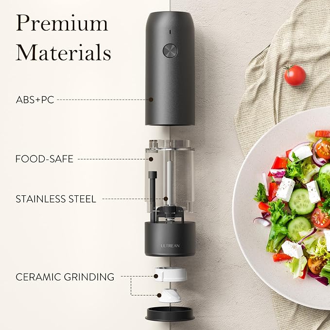 Ultrean Salt and Pepper Grinder Set, Rechargeable Salt and Pepper Shakers - Image 5