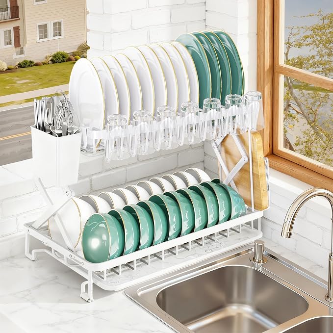 2-Tier Dish Racks for Kitchen Counter, Large Dish Drainers for Kitchens Counter by Dellershownow