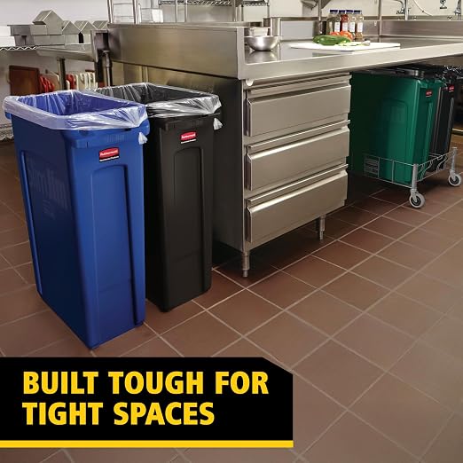 Rubbermaid Commercial Products Slim Jim Plastic Rectangular Trash/Garbage Can - Image 6