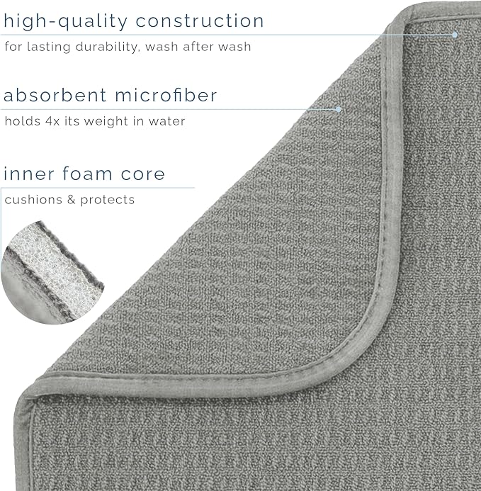 S&T INC. Dish Drying Mat, 16” x 18”, Absorbent Microfiber Kitchen Counter Mat - Image 3