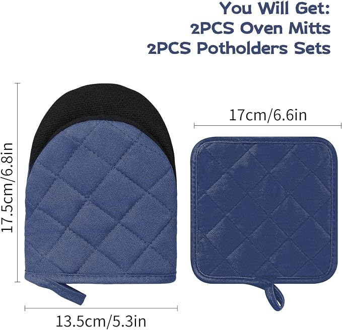 Oven Mitts and Pot Holders Set, Heat Resistant Silicone Kitchen Mini Oven - Image 2