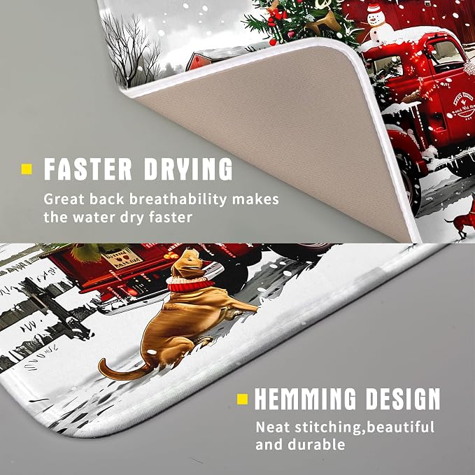 Christmas Red Truck Dish Drying Mat - Image 3
