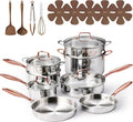 CAROTE 21pcs Tri-Ply Stainless Steel Cookware Set, Pots and Pans Set, Non Toxic by CAROTE
