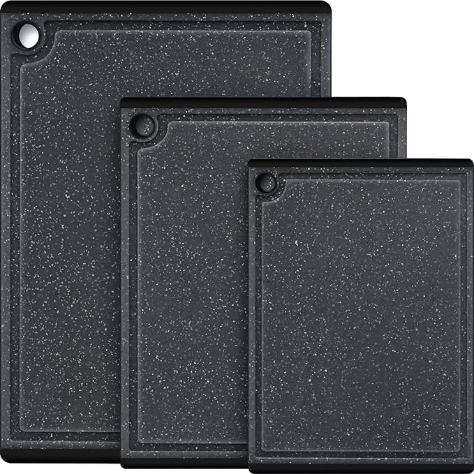Plastic Cutting Boards for Kitchen, 3-Piece Large Cutting Board Set Dishwasher by Kikcoin