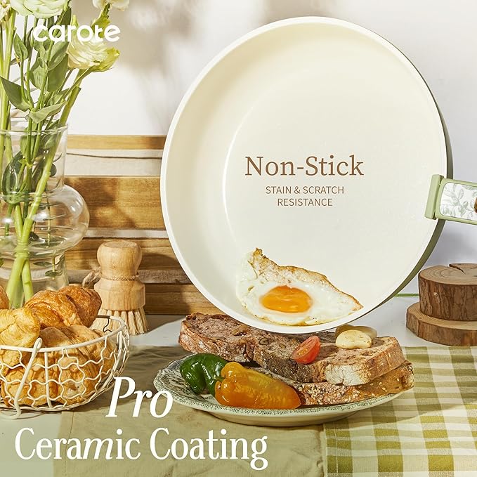 CAROTE 25-Piece Ceramic Cookware Set, Nonstick Pots and Pans Set - Image 3