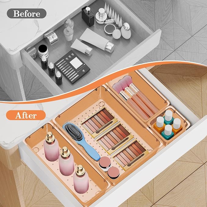 SpaceHacks 25 PCS Plastic Drawer Organizer Set, 4-Size Versatile Organizer - Image 4