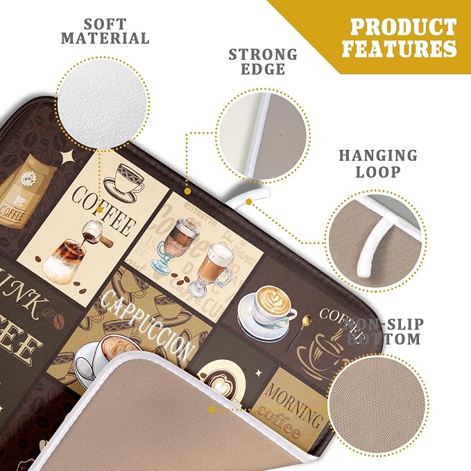 Brown Coffee Dish Drying Mat 16x18 Inch Coffee Cup Espresso Machine Pad - Image 4
