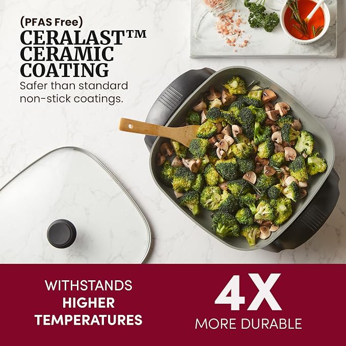 Elite Gourmet 12"x12"x2.15” Ceralast™ PFAS Free Ceramic Electric Skillet - Image 2