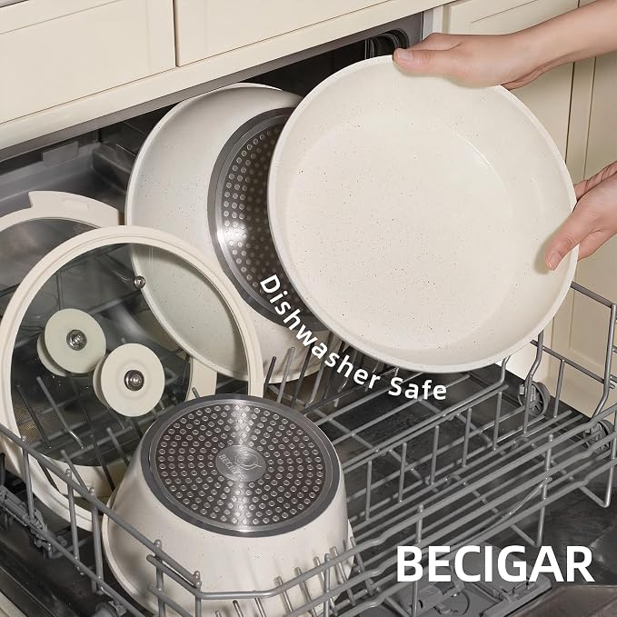 BECIGAR 23PCS Ceramic Pots and Pans Set, Removable Handle Pots and Pans Set - Image 5
