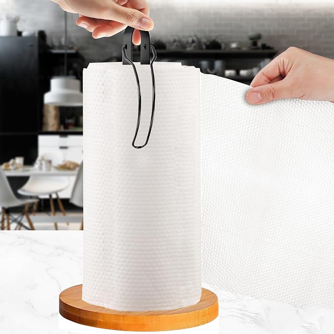 Wood Paper Towel Holder Countertop, TONLEA Kitchen Paper Towel Holder - Image 7