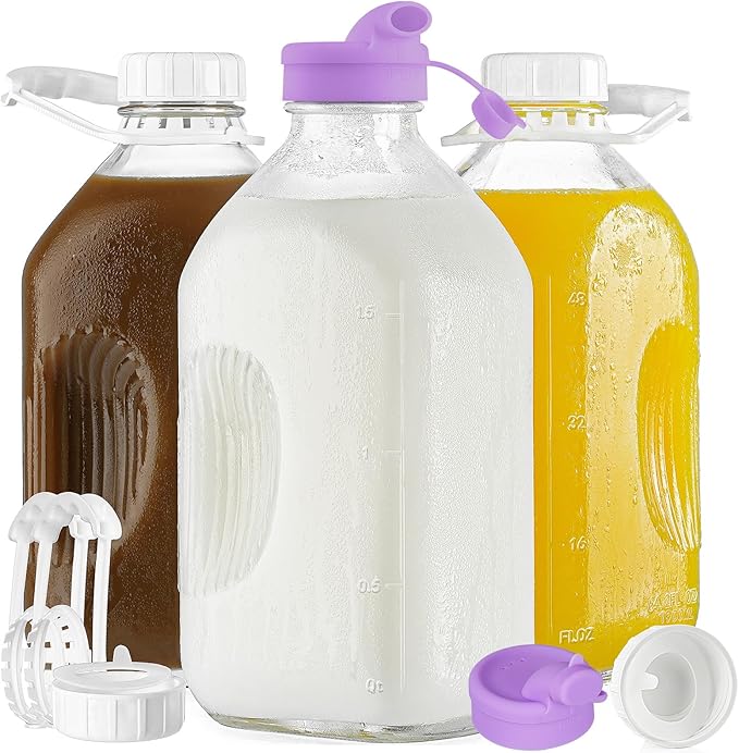 Ritayedet 3 Pack 64 Oz Heavy Duty Glass Milk Bottle by Ritayedet