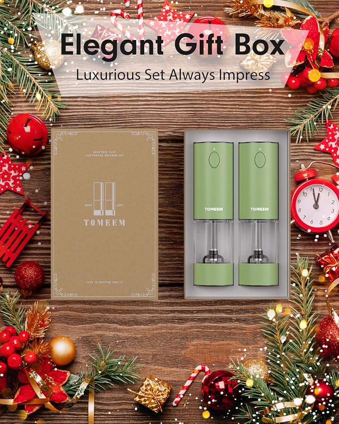 TOMEEM Upgraded Larger Capacity Electric Salt and Pepper Grinder Set - Image 9