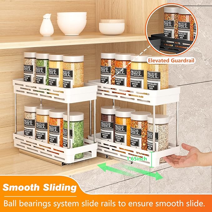 Pull Out Spice Rack Organizer for Cabinet, 2 Pack Slide Out Spice Racks - Image 5