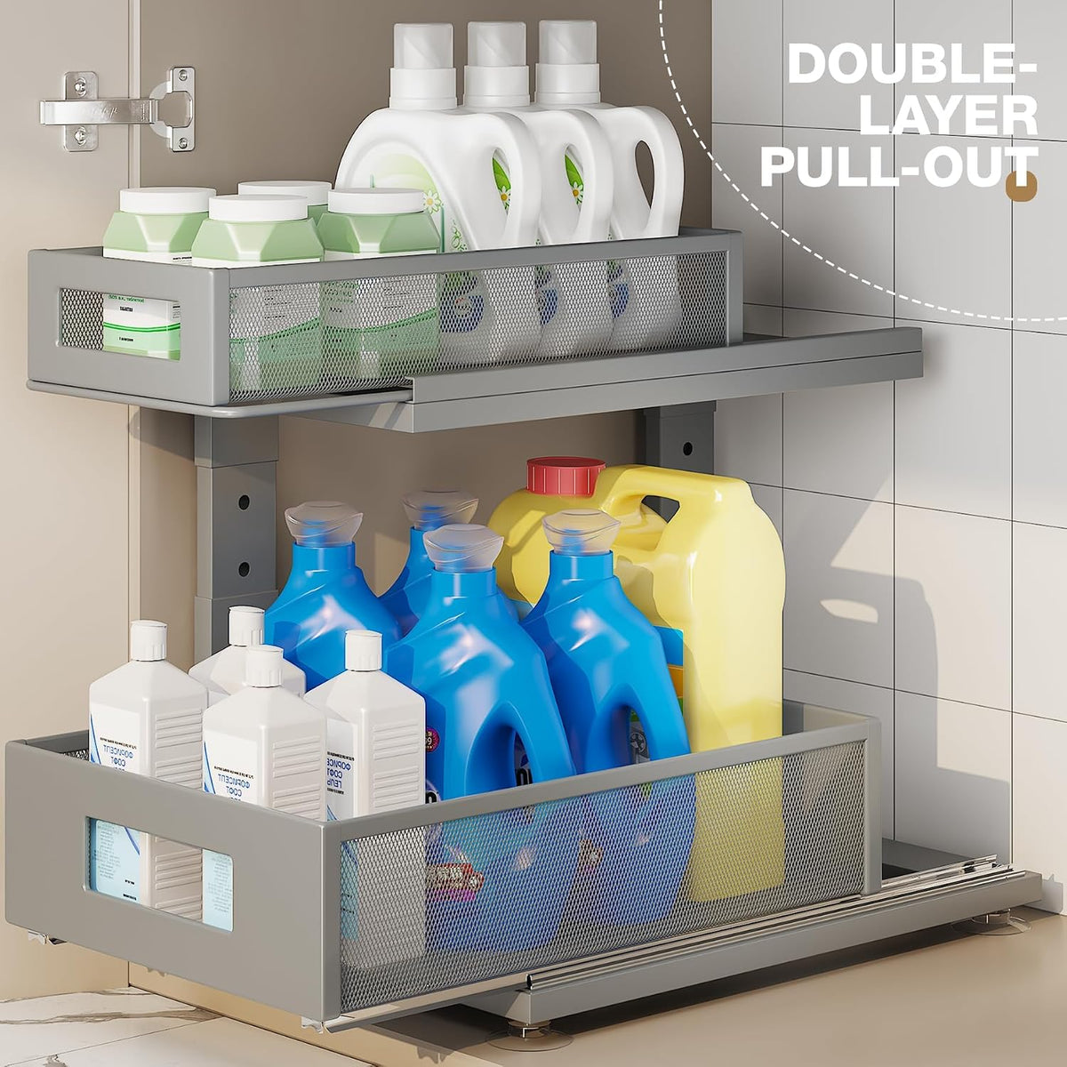 2 Pack 15.74IN-Depth Under Sink Organizer With Next-Gen Ball-Bearing