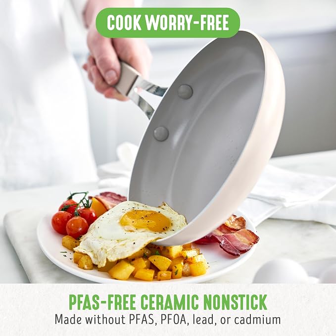 GreenLife 10-Piece Nonstick Ceramic Cookware Set, Lightweight Healthy PFAS-Free - Image 2