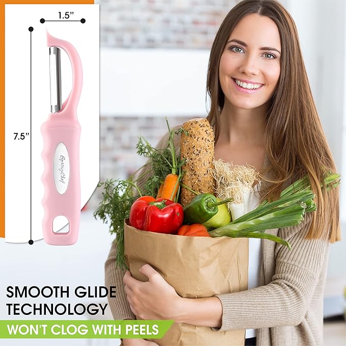 Spring Chef Premium Swivel Vegetable Peeler, Soft Grip Handle and Ultra Sharp - Image 3