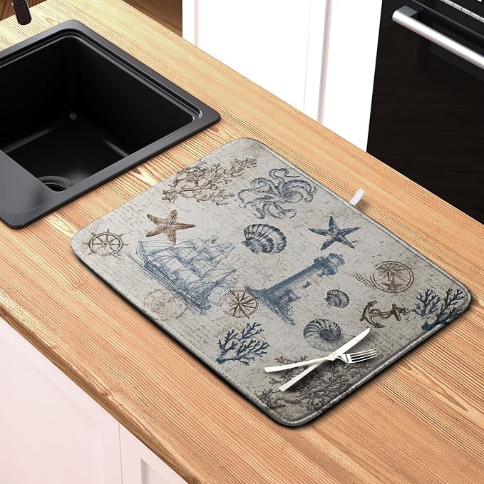 Nautical Coastal Dish Drying Mat - Image 6