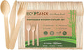 ECOSANX® 200 PCs Disposable Wooden Cutlery set 6.5" Splinter Free Compostable by ECOSANX