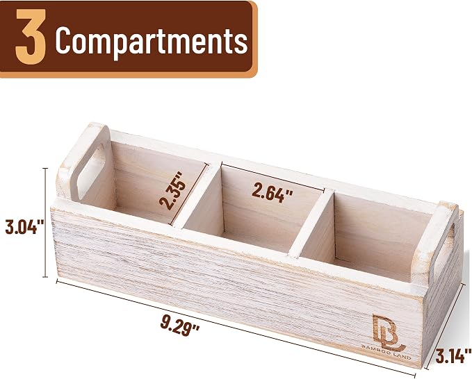 BAMBOO LAND- Wooden Tea Bag Organizer, 3 Slot Small Wooden Tea Bag Holder - Image 2