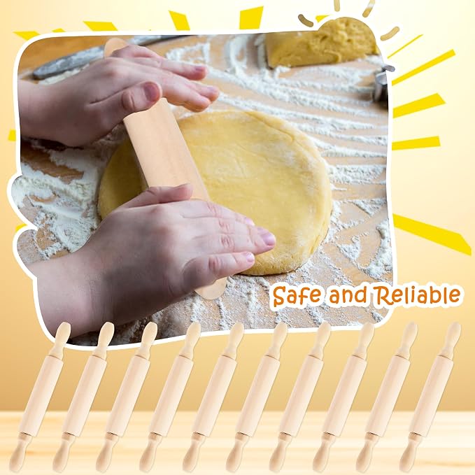 16 Pcs 8 Inch Mini Wooden Rolling Pins Small Wood Rolling Pin Wooden Roller - Image 4