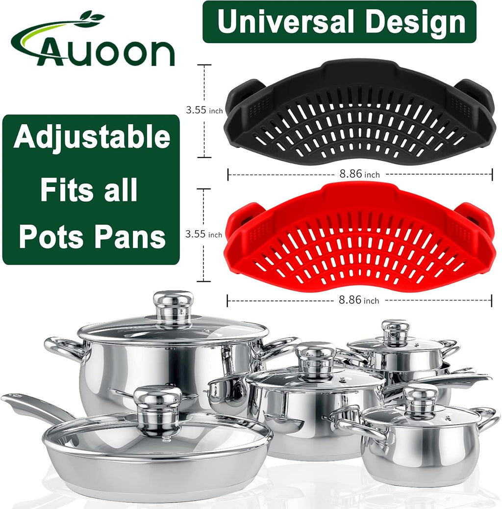 AUOON Clip On Strainer for Pots, 2Pack, Standard 8.86 x 3.55 in