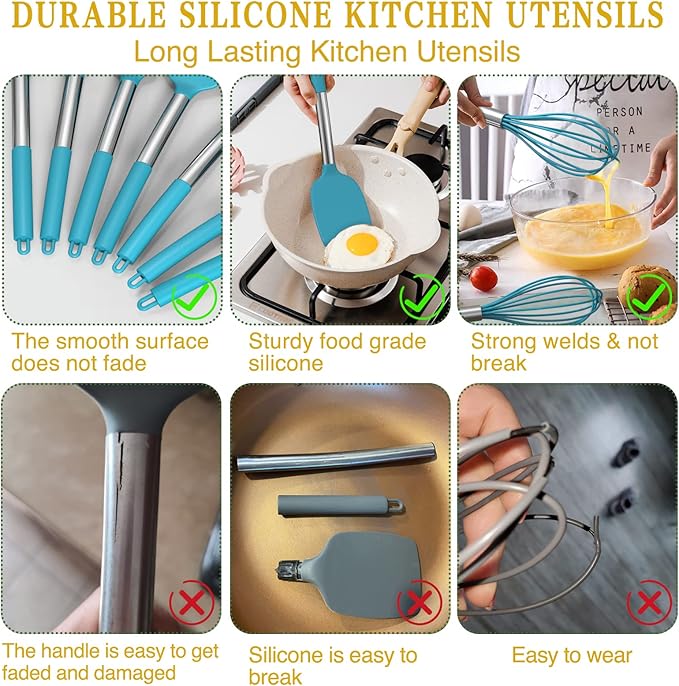 15 Pcs Silicone Cooking Utensils Kitchen Utensil Set - Image 3